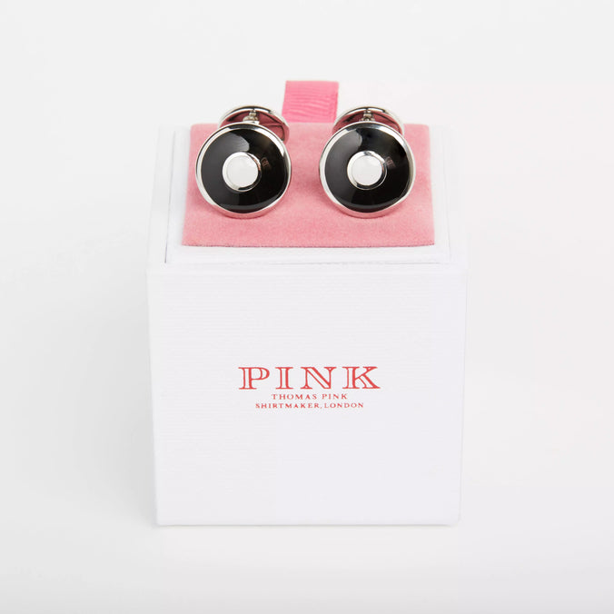Black & Silver Enamel Target Cufflinks