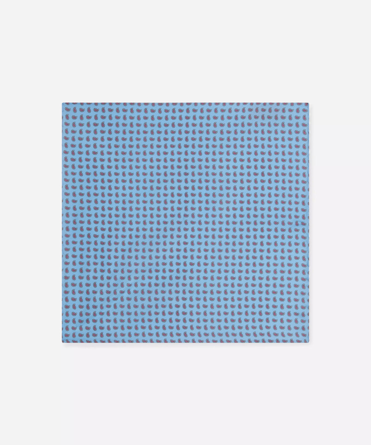Blue & Pink Small Paisley Motif Silk Printed Pocket Square