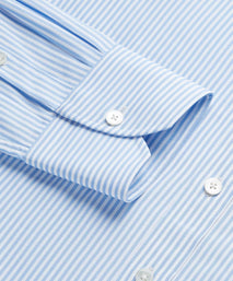 Pale Blue & White Tailored Fit Core Poplin Bengal Stripe Formal Shirt