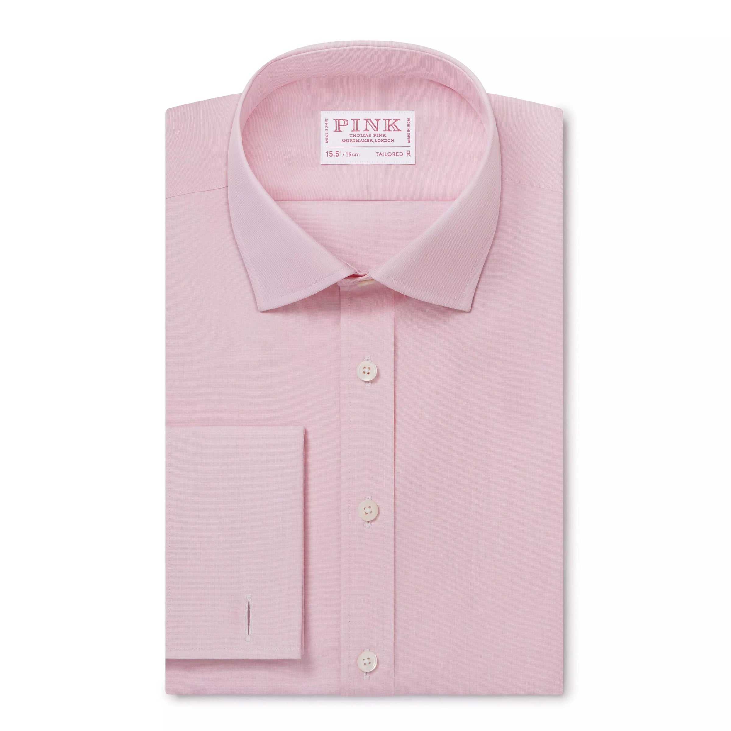 Pink Tailored Fit Double Cuff End on End Formal Shirt