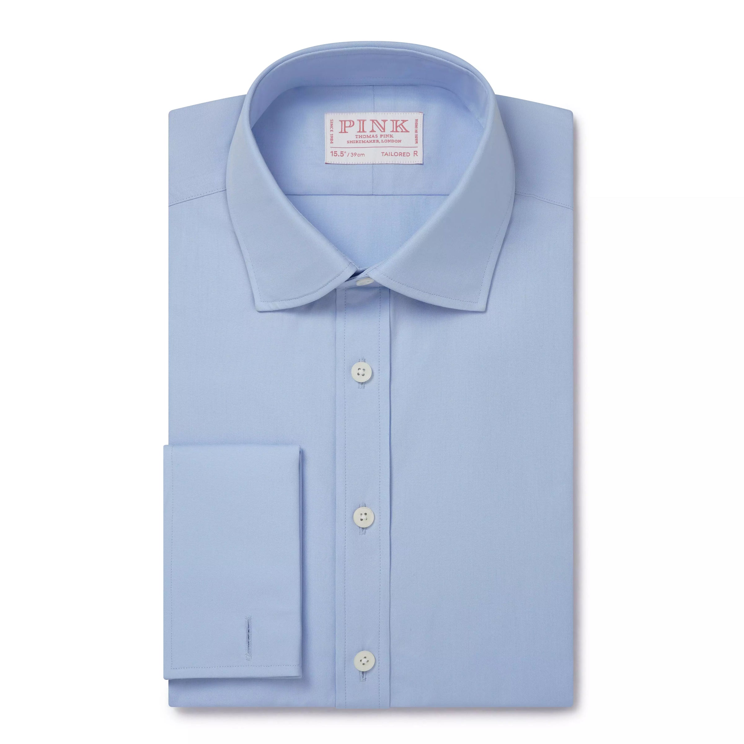 Pale Blue Tailored Fit Double Cuff Poplin Formal Shirt