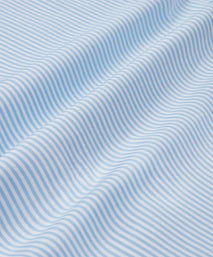 Pale Blue & White Tailored Fit Double Cuff Core Poplin Bengal Stripe Formal Shirt