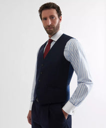 Navy Blue 4 Button Merino Wool Waistcoat