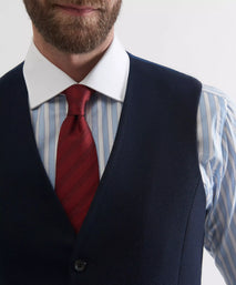 Navy Blue 4 Button Merino Wool Waistcoat