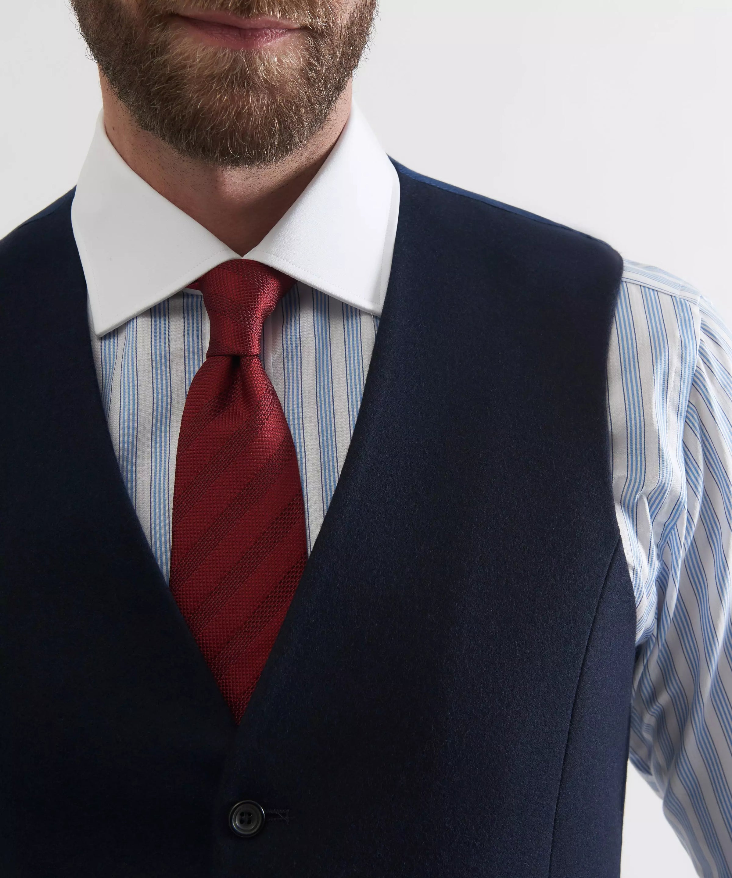 Navy Blue 4 Button Merino Wool Waistcoat