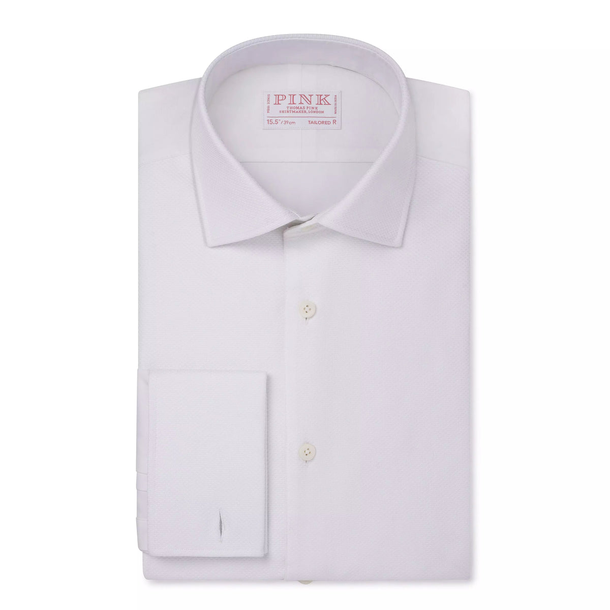 White Tailored Fit Double Cuff Marcella Twill Evening Shirt