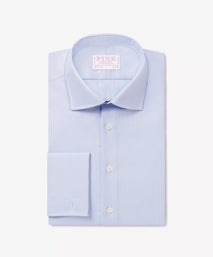Blue & White Slim Fit Double Cuff Micro Puppytooth Formal Shirt