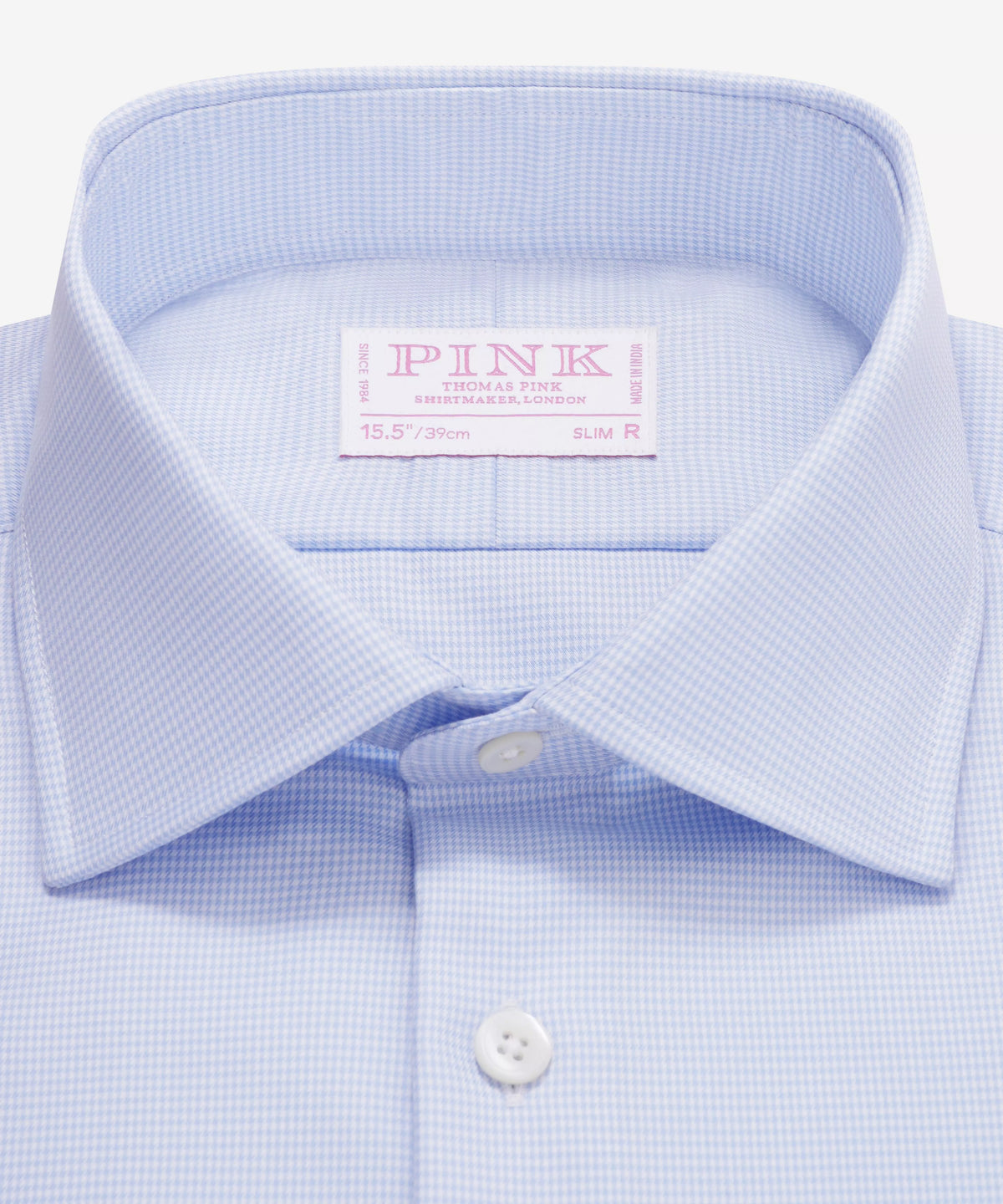 Blue & White Slim Fit Double Cuff Micro Puppytooth Formal Shirt