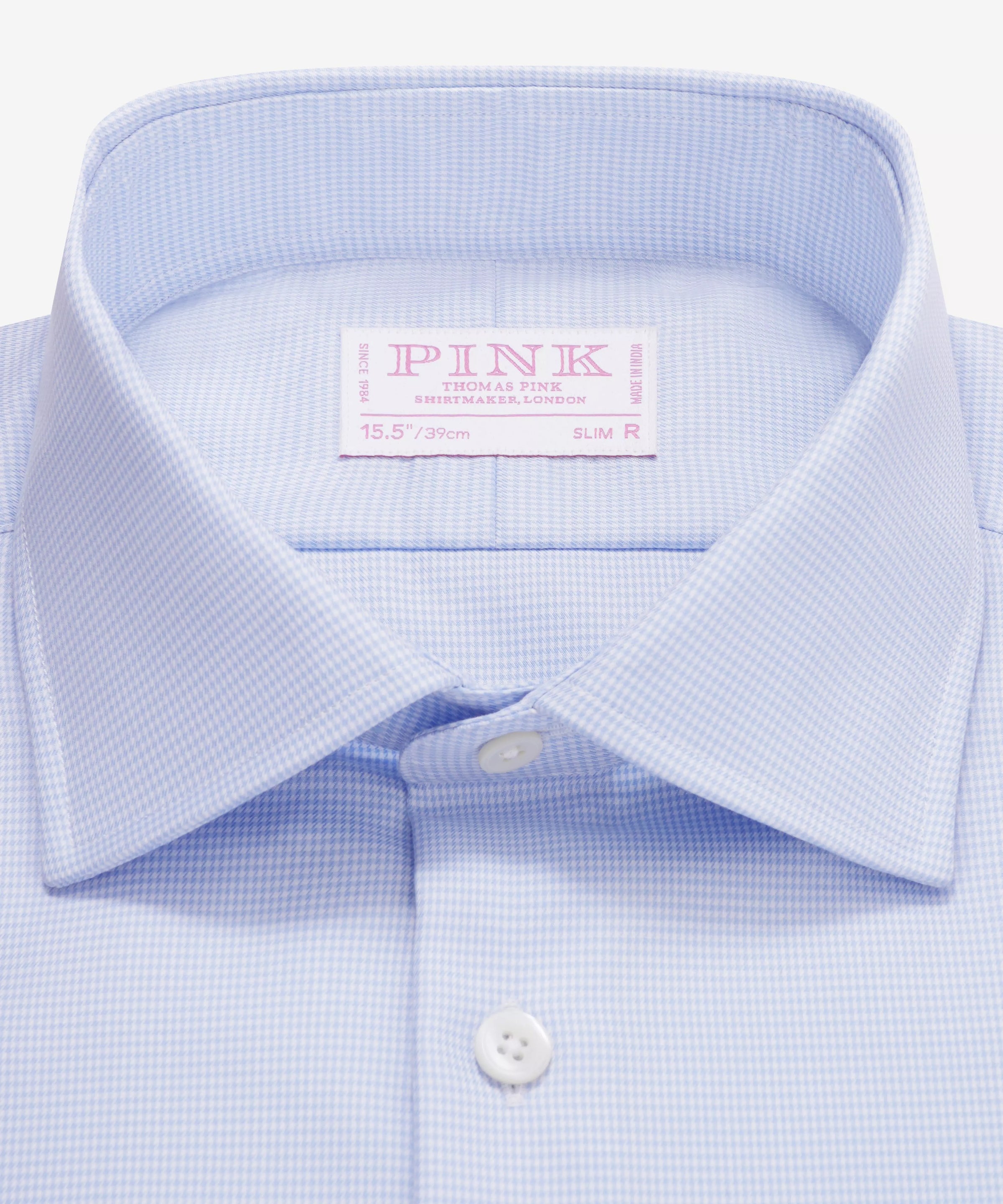 Blue & White Slim Fit Double Cuff Micro Puppytooth Formal Shirt