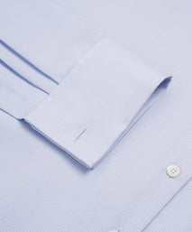 Blue & White Slim Fit Double Cuff Micro Puppytooth Formal Shirt