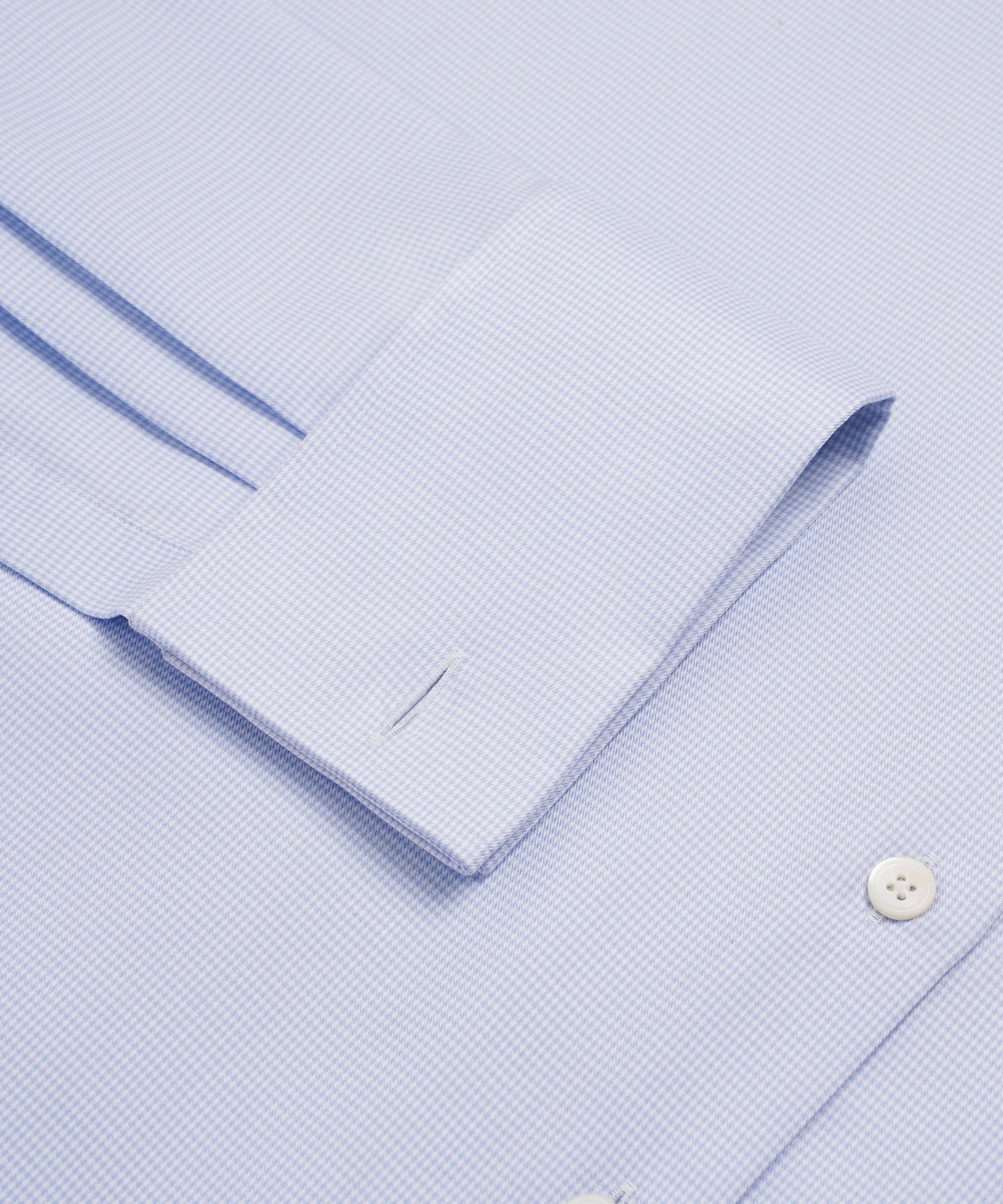 Blue & White Slim Fit Double Cuff Micro Puppytooth Formal Shirt