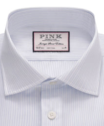 Pale Blue & White Slim Fit Dobby Satin Stripe Formal Shirt