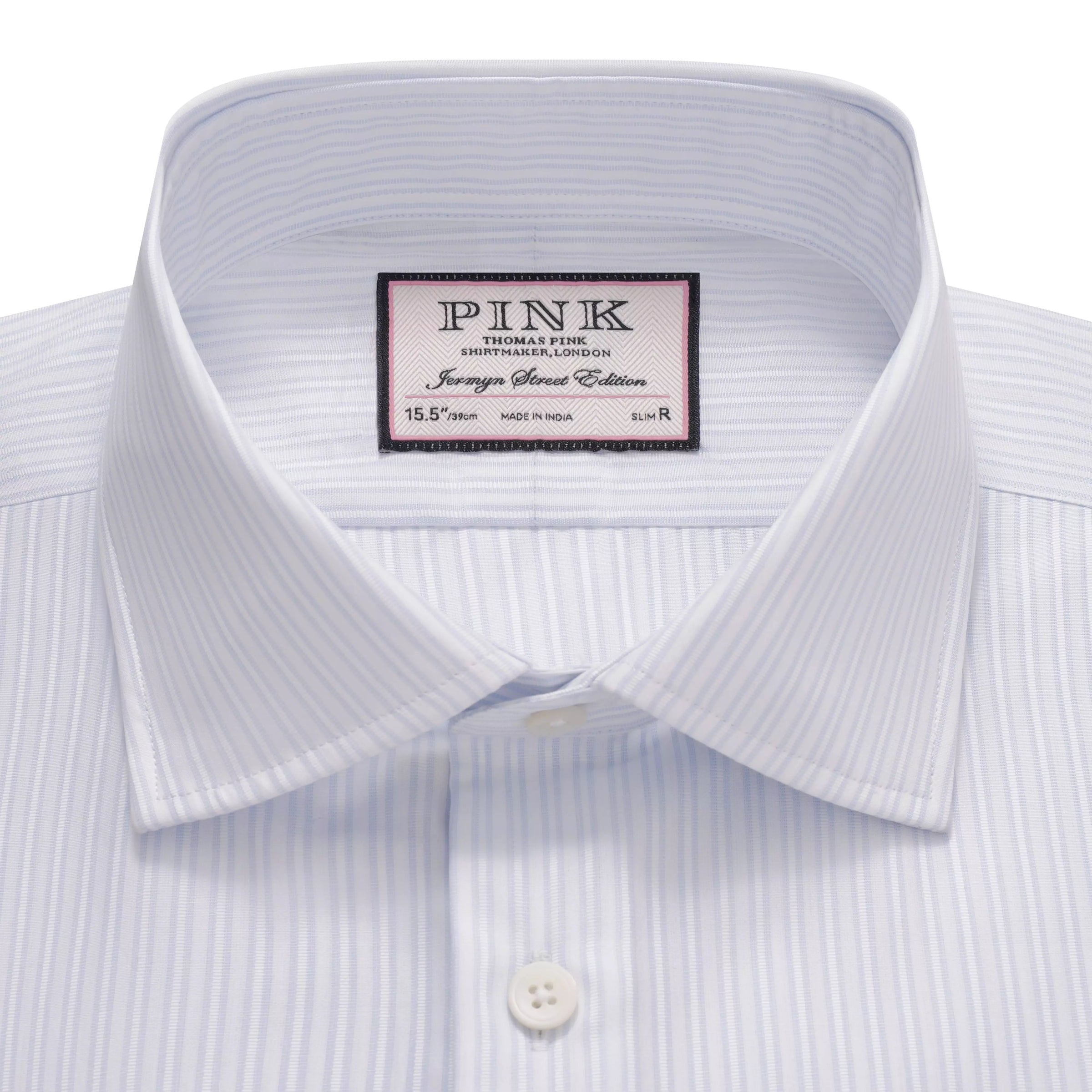 Pale Blue & White Slim Fit Dobby Satin Stripe Formal Shirt
