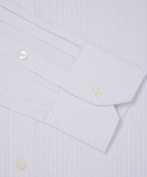 Pale Blue & White Slim Fit Dobby Satin Stripe Formal Shirt