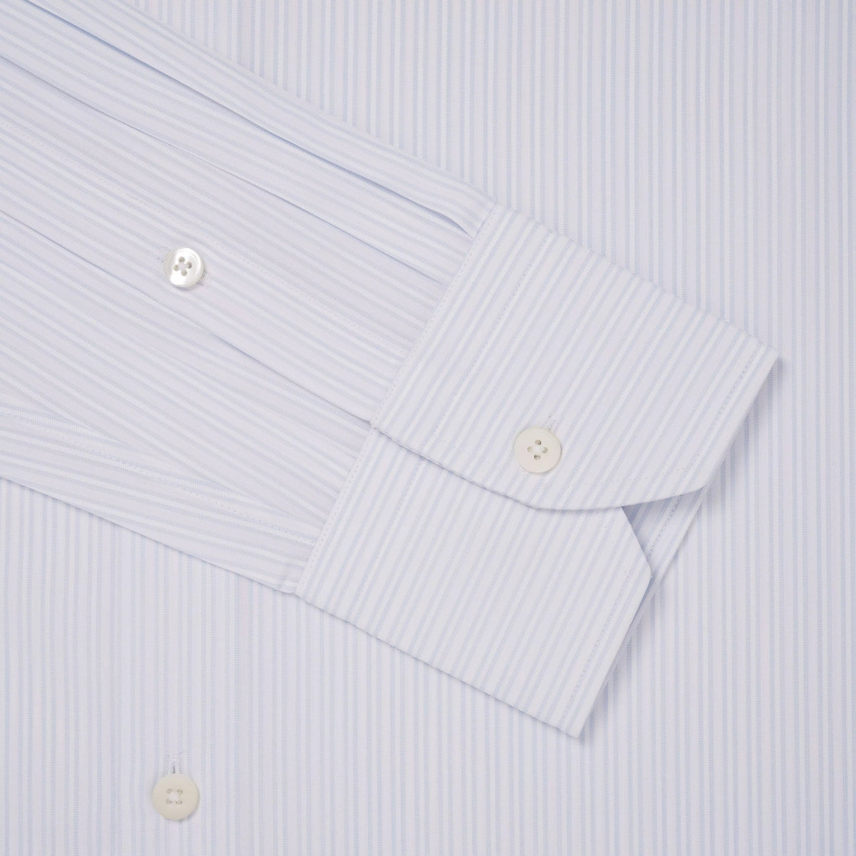Pale Blue & White Slim Fit Dobby Satin Stripe Formal Shirt