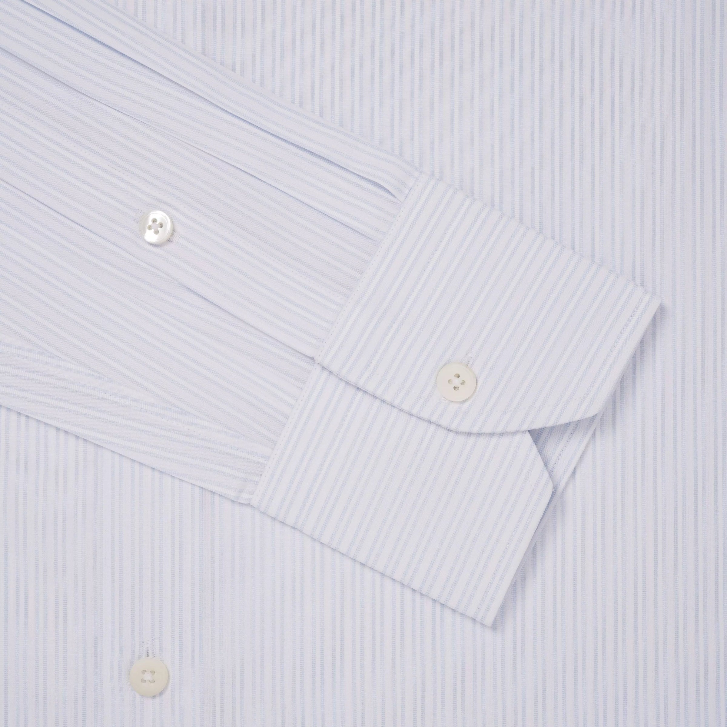Pale Blue & White Slim Fit Dobby Satin Stripe Formal Shirt