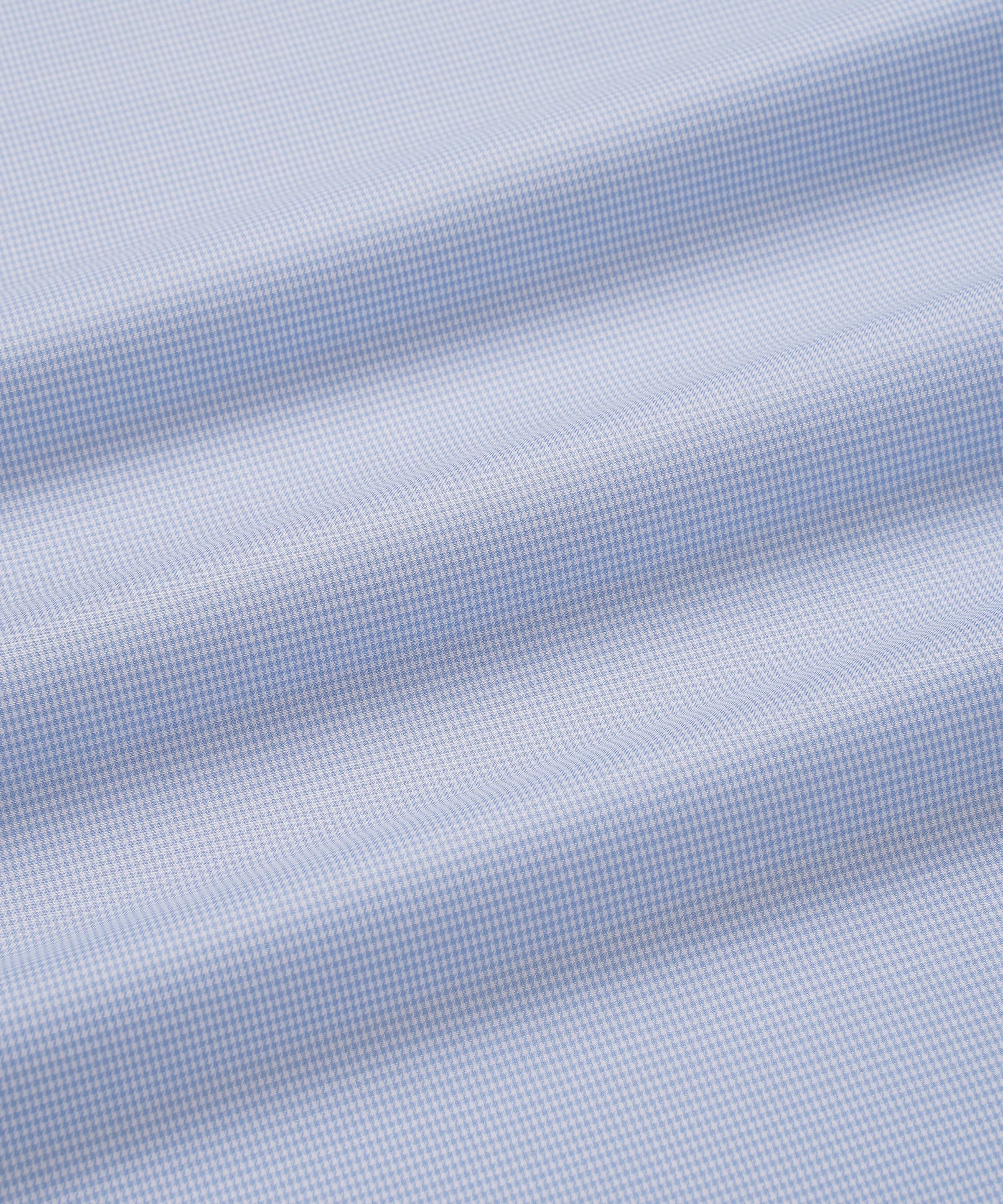 Blue & White Tailored Fit Double Cuff Micro Puppytooth Formal Shirt
