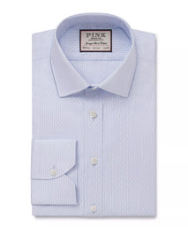 Pale & Blue Tailored Fit Dobby Broken Stripe Formal Shirt