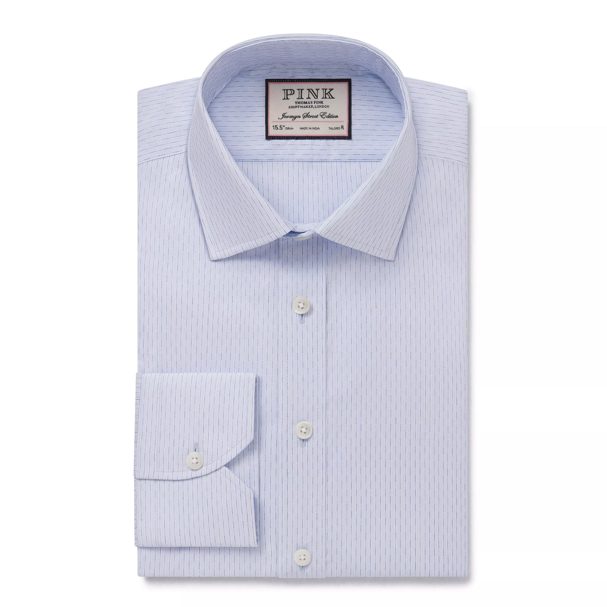 Pale & Blue Tailored Fit Dobby Broken Stripe Formal Shirt