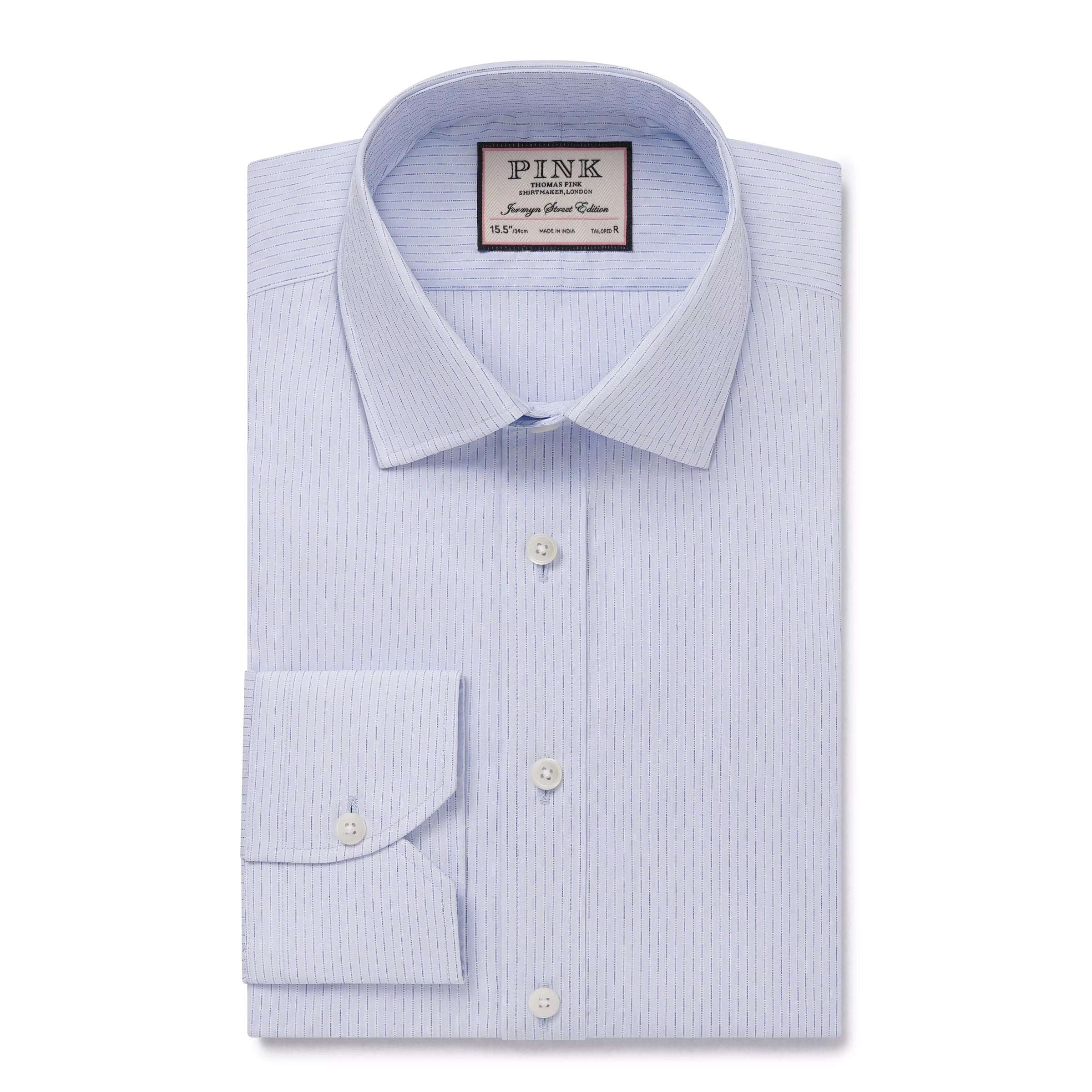Pale & Blue Tailored Fit Dobby Broken Stripe Formal Shirt