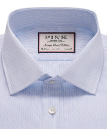 Pale & Blue Tailored Fit Dobby Broken Stripe Formal Shirt