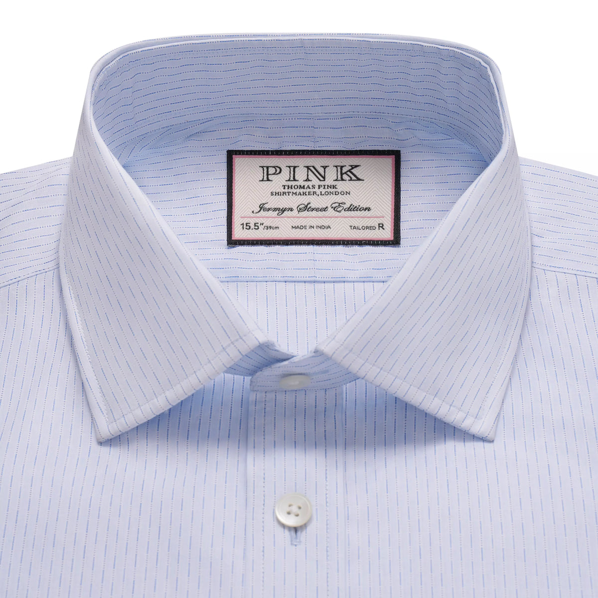 Pale & Blue Tailored Fit Dobby Broken Stripe Formal Shirt