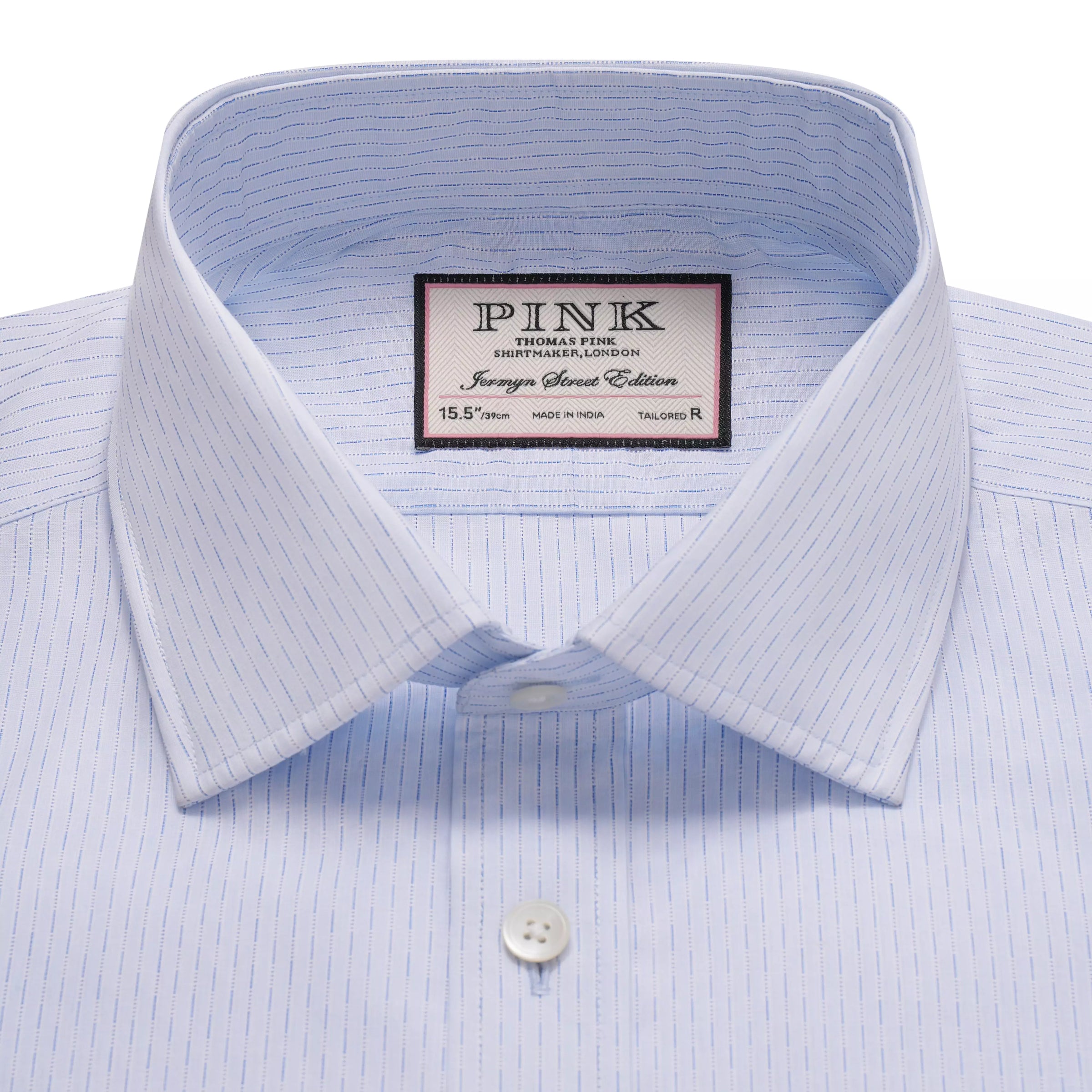 Pale & Blue Tailored Fit Dobby Broken Stripe Formal Shirt