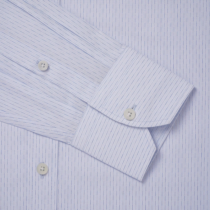 Pale & Blue Tailored Fit Dobby Broken Stripe Formal Shirt
