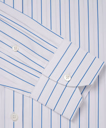 White & Blue Tailored Fit Wide Pin Stripe Formal Shirt
