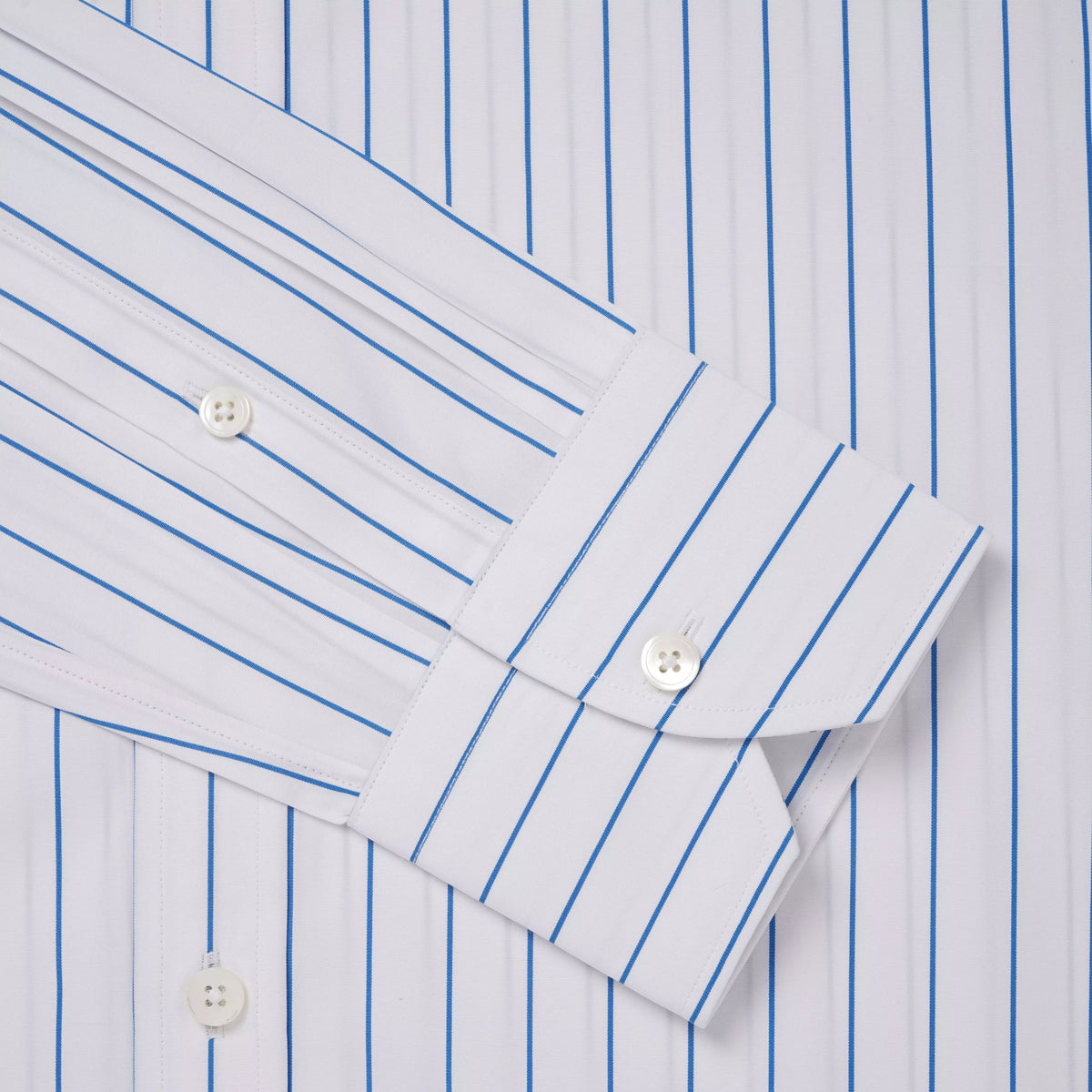 White & Blue Tailored Fit Wide Pin Stripe Formal Shirt