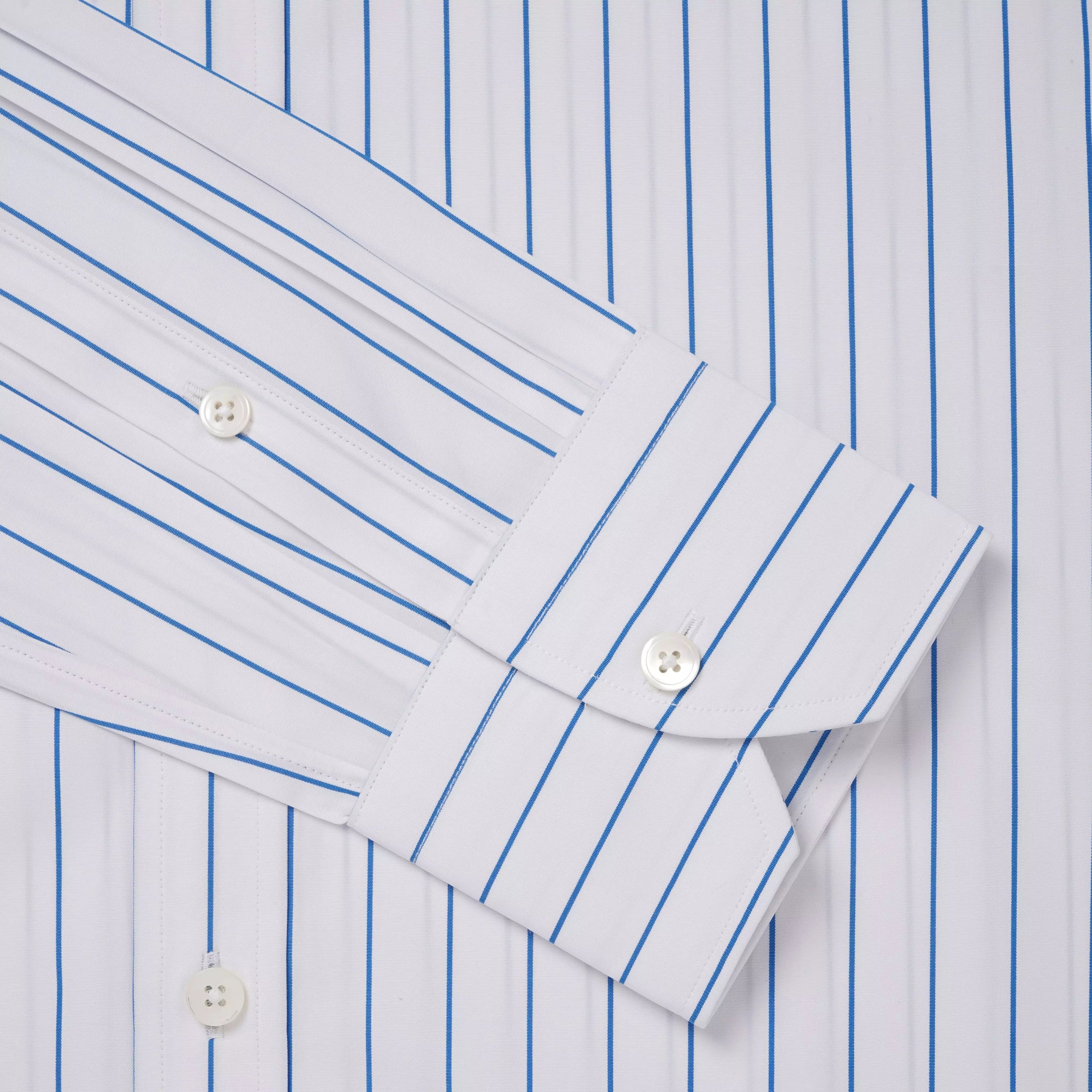 White & Blue Tailored Fit Wide Pin Stripe Formal Shirt
