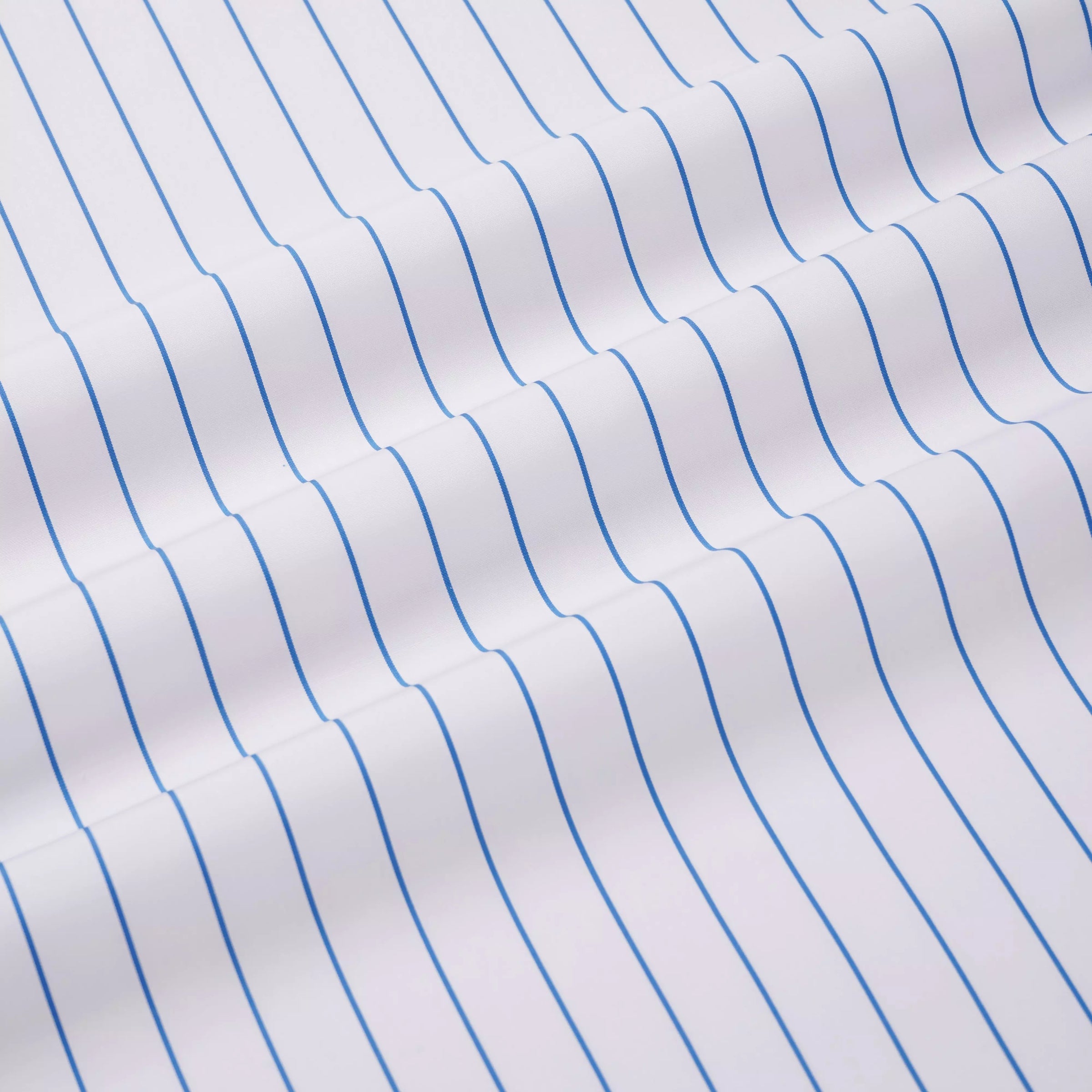 White & Blue Tailored Fit Wide Pin Stripe Formal Shirt