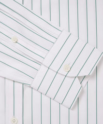 White & Green Tailored Fit Wide Pin Stripe Formal Shirt