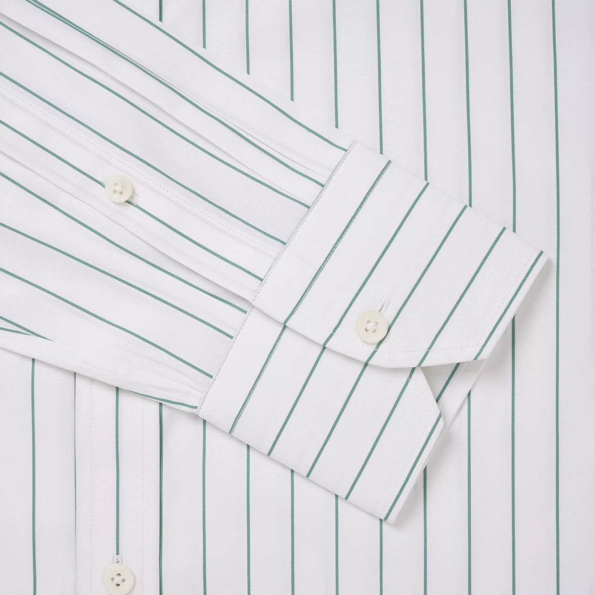White & Green Tailored Fit Wide Pin Stripe Formal Shirt