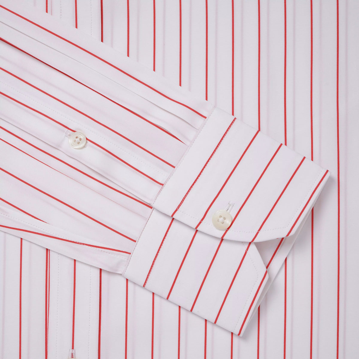White & Red Tailored Fit Wide Pin Stripe Formal Shirt