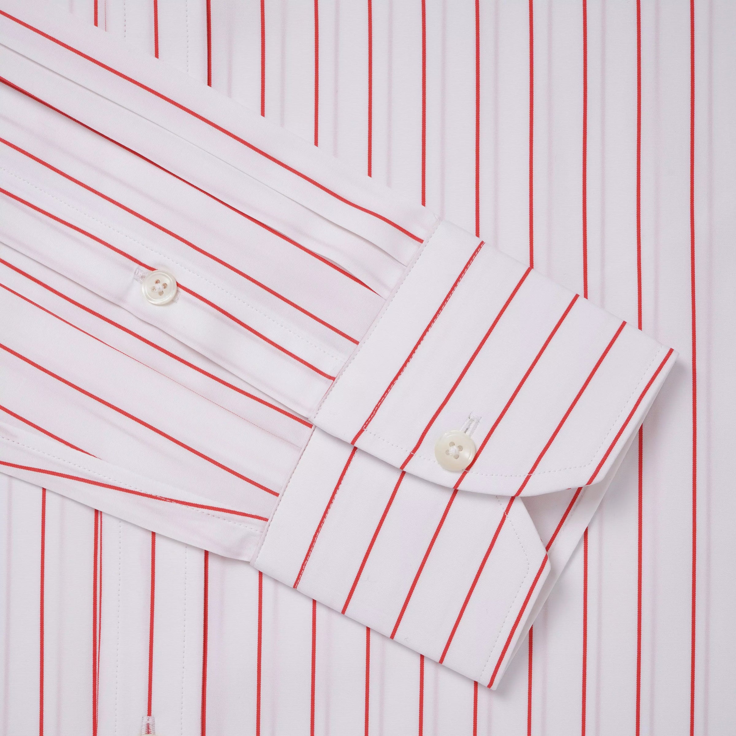White & Red Tailored Fit Wide Pin Stripe Formal Shirt