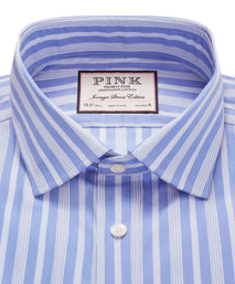 Pale Blue & Blue Tailored Fit Bedford Stripe Formal Shirt