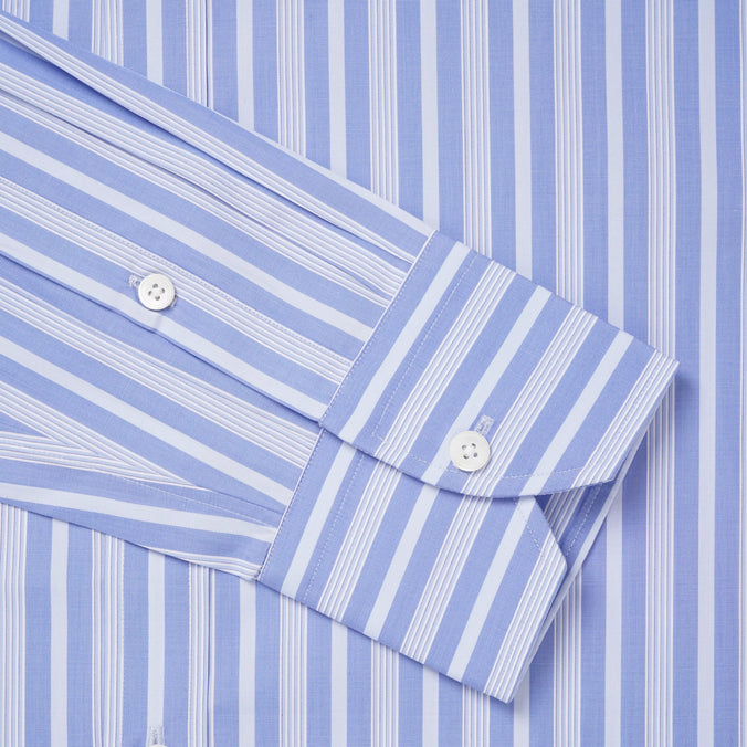 Pale Blue & Blue Tailored Fit Bedford Stripe Formal Shirt