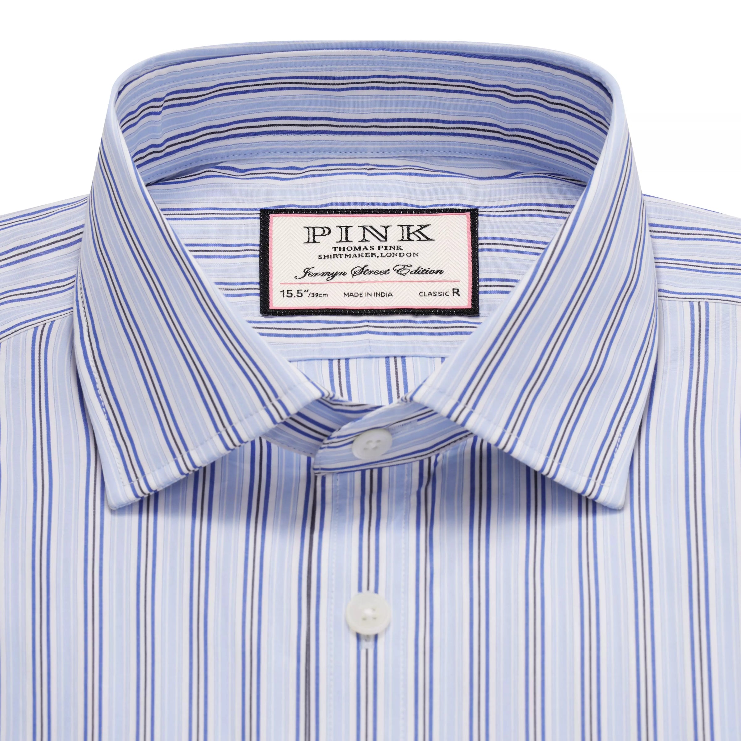 Pale Blue & White Classic Fit Double Cuff Berkeley Stripe Formal Shirt