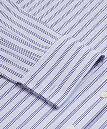Pale Blue & White Classic Fit Double Cuff Berkeley Stripe Formal Shirt