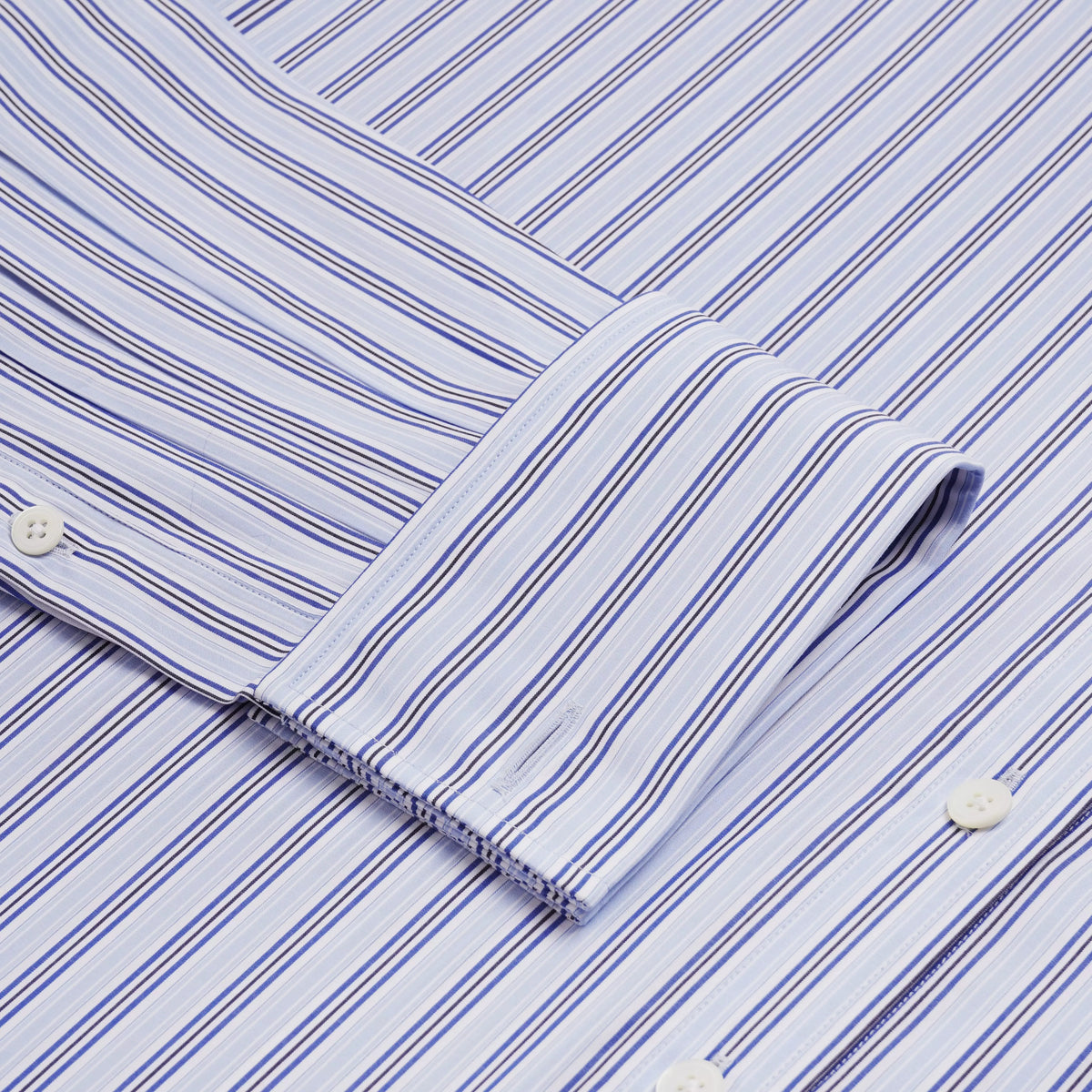 Pale Blue & White Classic Fit Double Cuff Berkeley Stripe Formal Shirt