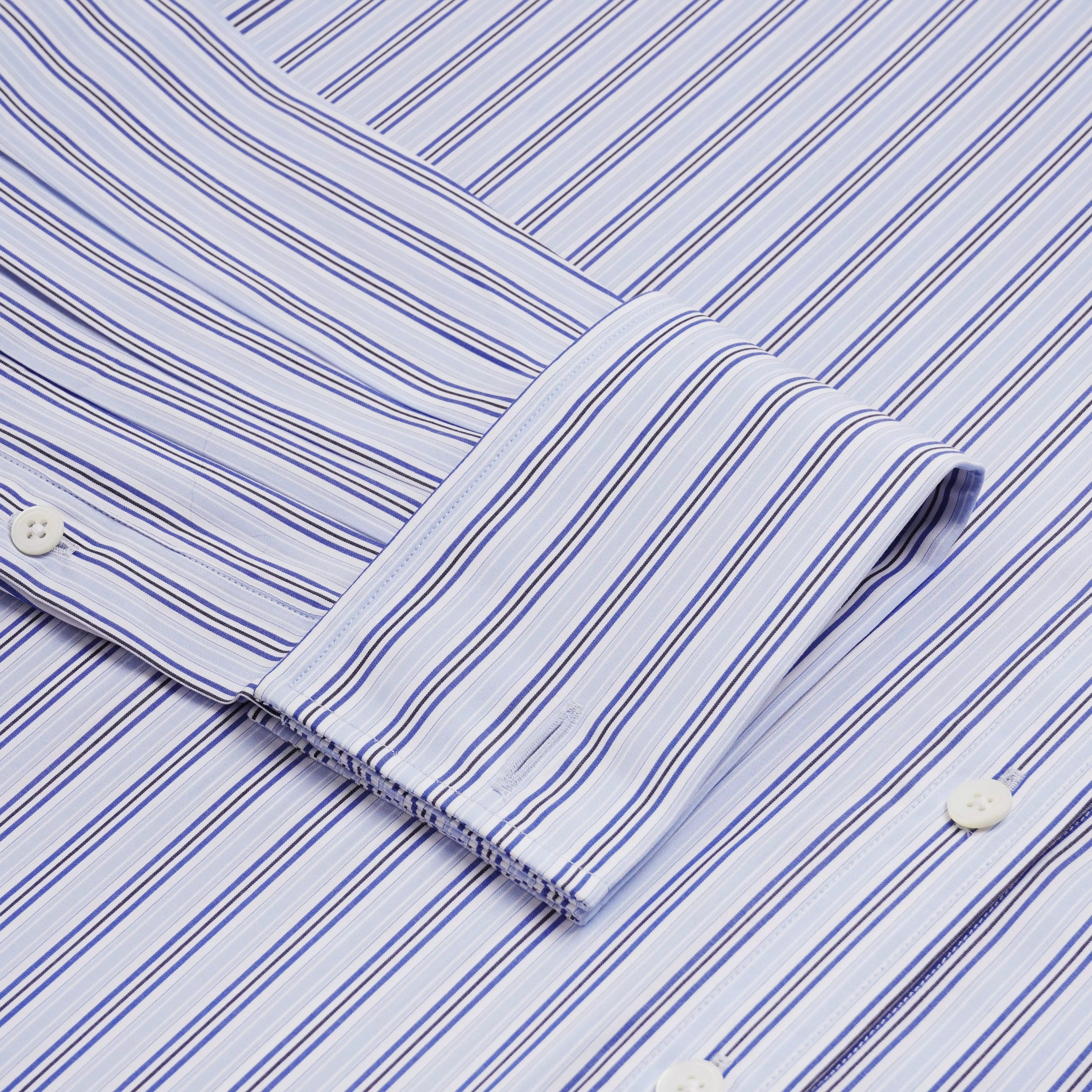 Pale Blue & White Classic Fit Double Cuff Berkeley Stripe Formal Shirt