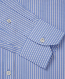 Blue & White Classic Fit Formal Tacking Stripe Shirt