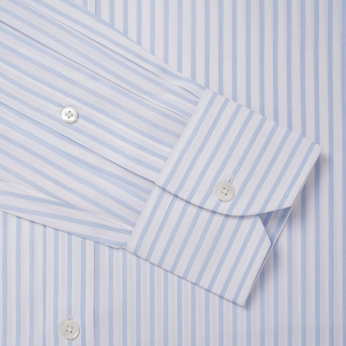 Pale Blue & White Classic Fit Fil-à-Fil Stripe Formal Shirt