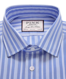 Pale Blue & Blue Classic Fit Bedford Stripe Formal Shirt