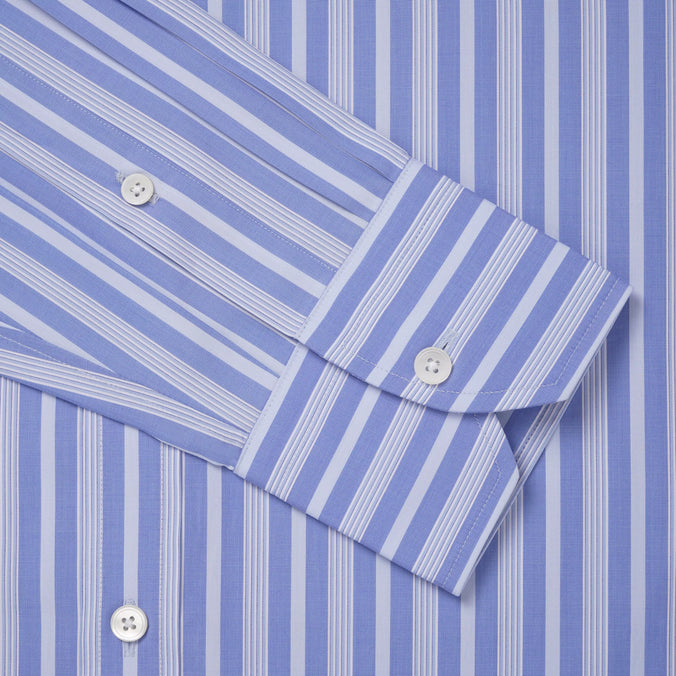 Pale Blue & Blue Classic Fit Bedford Stripe Formal Shirt