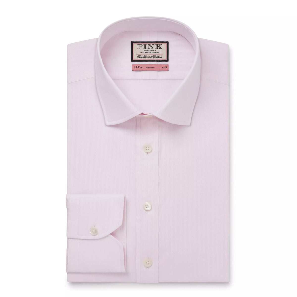 Pale Pink Slim Fit Fine Herringbone Formal Shirt