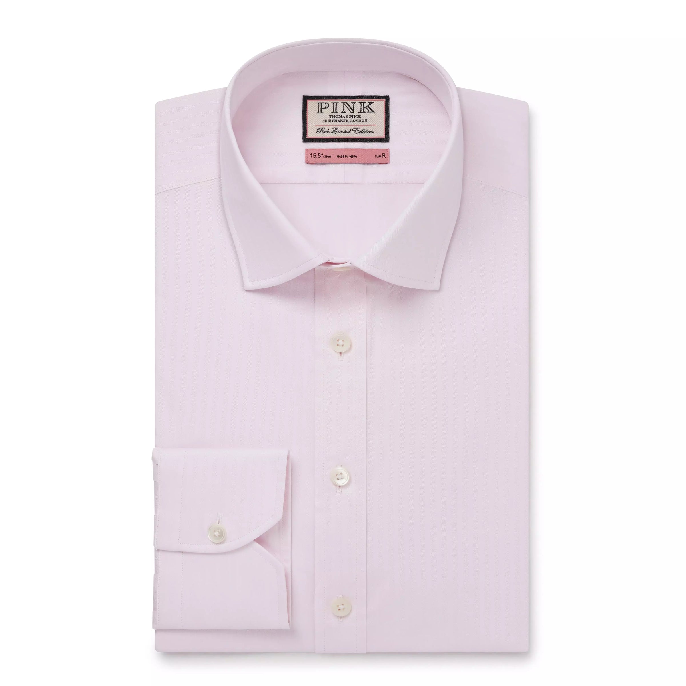 Pale Pink Slim Fit Fine Herringbone Formal Shirt