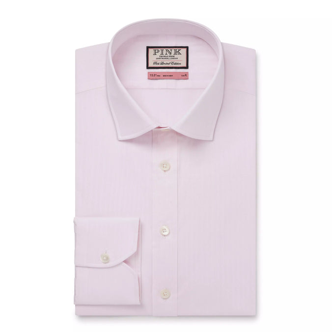 Pale Pink Slim Fit Fine Herringbone Formal Shirt