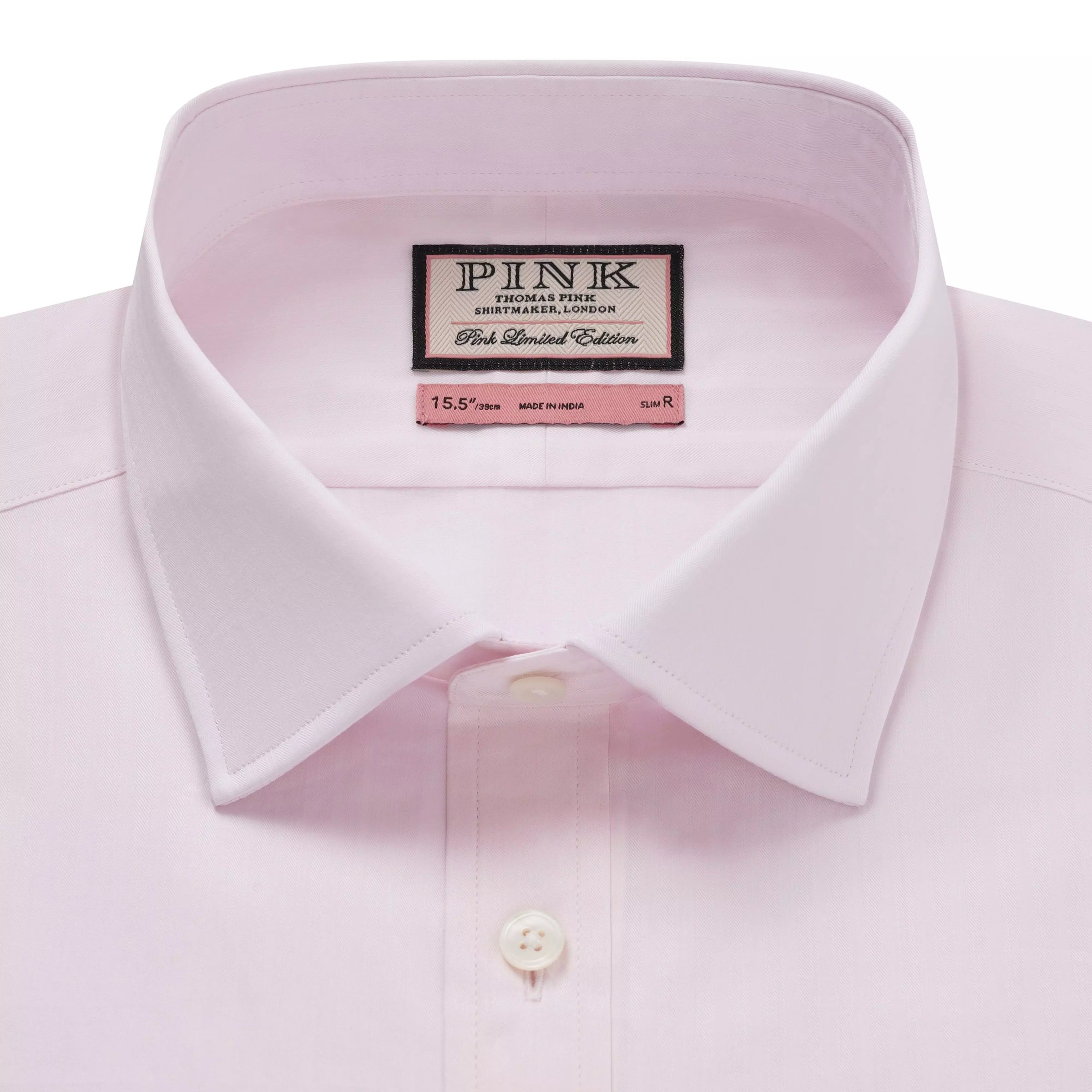 Pale Pink Slim Fit Fine Herringbone Formal Shirt